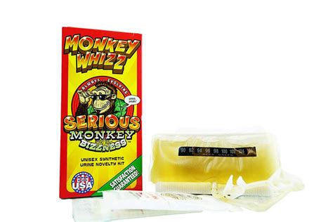 Monkey whizz official website - They get the monkey dong from monkey whizz website. It’s literally a fake penis that sticks out and you squeeze the synthetic urine into wherever. Hope info helps someone But anyways. Read the instructions over and over. Watch a bunch of videos and do your research. Trust me it helps a lot then going in there clueless.